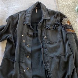 Free people military jacket w/ embellished sleeve